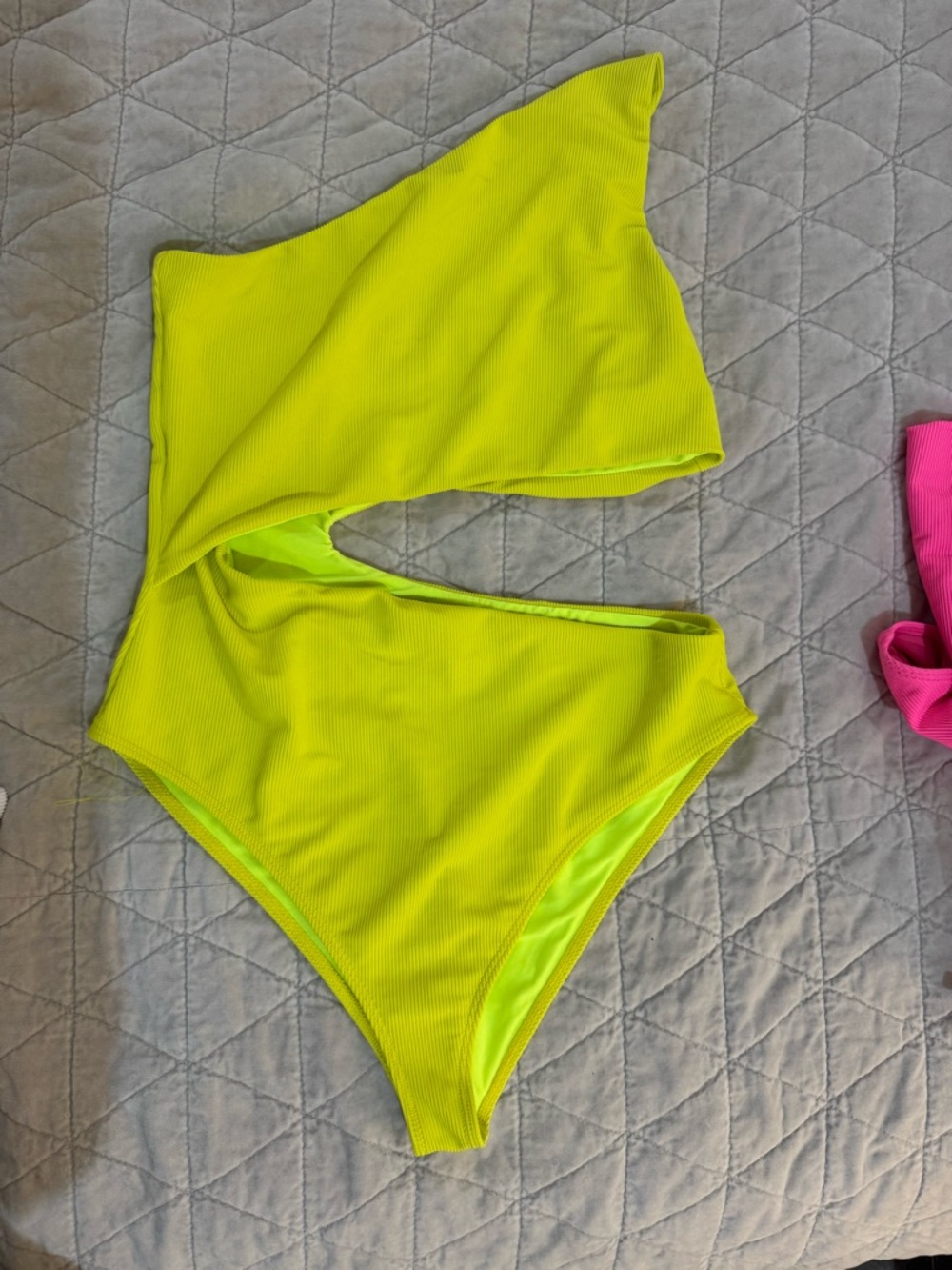 Beach Riot Neon Yellow One-Shoulder Cutout One-Piece Swimsuit